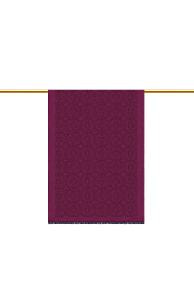 Bursa İpek Fuchsia Damask Pattern Jacquard Silk Shawl