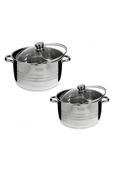 Edel Set de 4 piese, 2 oale din oțel inoxidabil cu capace de sticlă 36cm și 3...