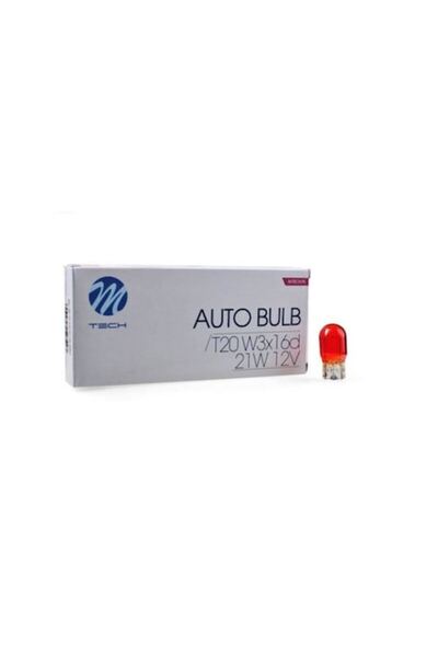M-TECH Bec auto T20 WY21W 21W 12V, culoare chihlimbar, dimensiuni 20x43mm