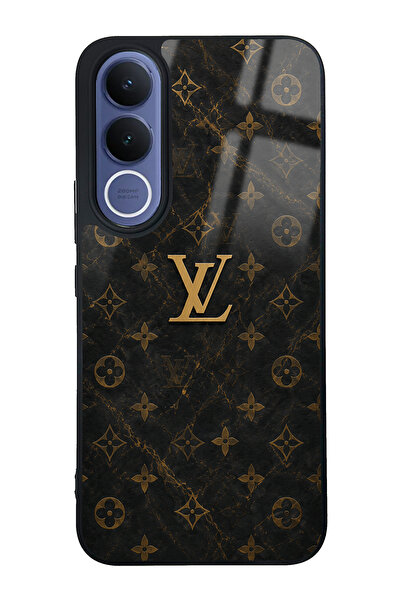 Spoyi Vivo V70 FE Black Mermer Gold LV Tasarımlı Glossy Telefon Kılıfı