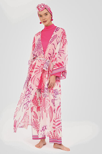 ALFASA Yakamoz Patterned Chiffon Pareo 7052-26 Fuchsia