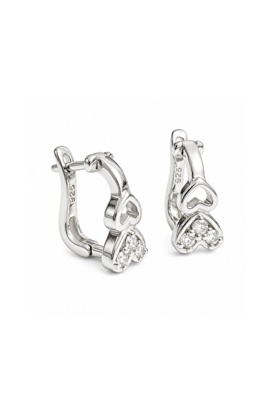 JOLIE Cercei din Argint 925, Silver, pentru Dama, Model Tortite Cu Doua Inimi...