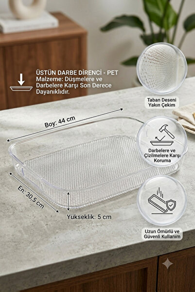 LİRAZON Premium Transparent Rectangular Presentation and Organizing Tray Unbr...