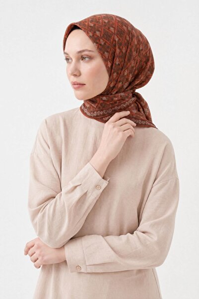 Silk Home Soft Scarf Minimal Motif Orange