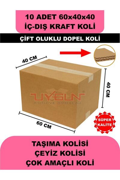 Uygun Kutu ve Ambalaj 10 ADET 60x40x40 EV TAŞIMA KOLİSİ, ÇEYİZ KOLİSİ, BOŞ KO...