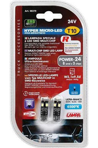 Lampa Λάμπες Αυτοκινήτου Hyper-LED Ισχύος 24 Micro Λευκό T10 Canbus LED 6500K...