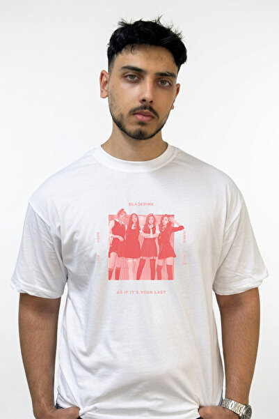 Anetos K pop Blackpink Σχεδιασμός με στάμπα Oversize Λευκό T-Shirt