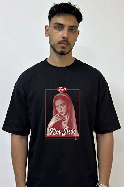 Anetos Μαύρο μπλουζάκι με στάμπα Kim Jisoo Design