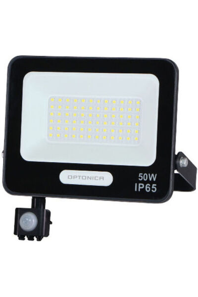 OPTONICA Αδιάβροχος Προβολέας LED 50W Ψυχρό Λευκό 6000K με Αισθητήρα Κίνησης ...