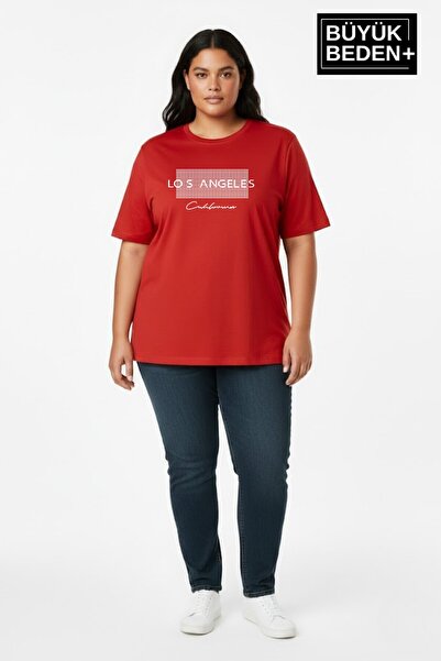 Superlife Women's Plus Size Los Angeles Printed 3Xl-6Xl Crew Neck T-Shirt Spr...