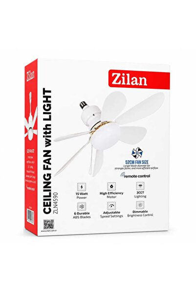 Zilan Ventilator de tavan cu iluminare LED ZLN4590, Diametru 52 cm, 3 trepte ...