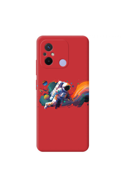 Other Xiaomi Redmi 12C Rainbow Space Red Colored Silicone TPU Θήκη