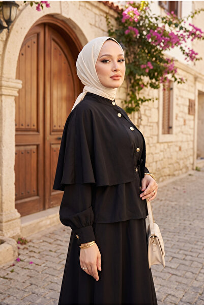 Kirazca Butik Women's Special Design Cape Detailed Cupra Fabric Hijab Set
