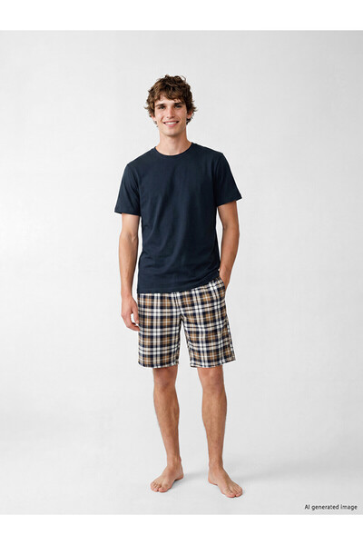 LC Waikiki Peak New Season Regular Fit Plaid Men's Shorts Pajama Set