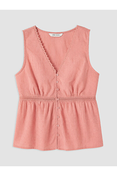 LC Waikiki Peak New Season V-Neck Lace Detailed Blouse