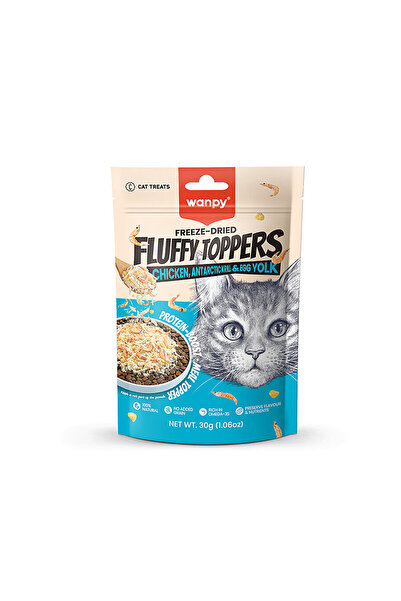 Wanpy Dondurularak Kurutulmuş Fluffy Toppers - Tavuk, Antarktika Krili ve Yum...