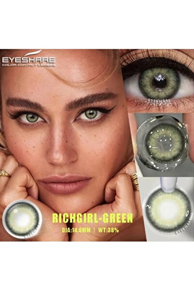 Elvoria Rich girl green yeşil hareli doğal göz lensi (yıllık)