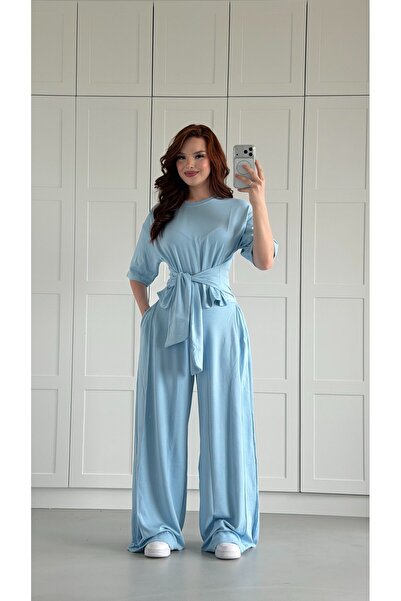 ayşenur Dinçer butik Jesy Bağlamalı Modal Takım Bebe Mavisi