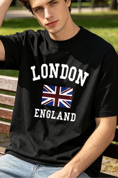 Fleck Casual Style T Shirts For Men London England Flag Design Personalized S...