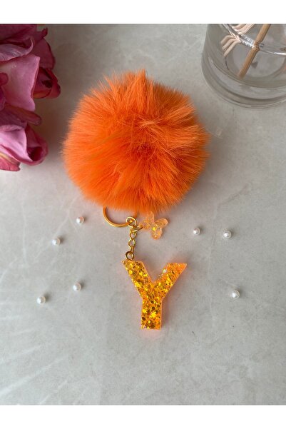 Bellinzona Y Letter Vip Orange Orange Glitter Charm&Keychain [with Pompom Opt...