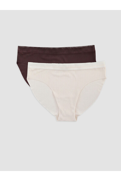 LC Waikiki Ozmarka New Season Scallop Detailed Ribbed Bikini Panties 2-Pack