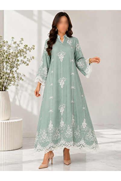THOGUE Women's Embroidered Jalabiya with Luxurious Design and Flared Sleeves