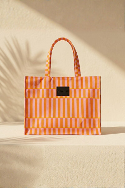 Goshıkı Orange Striped Multicolor Daily/Casual Bag