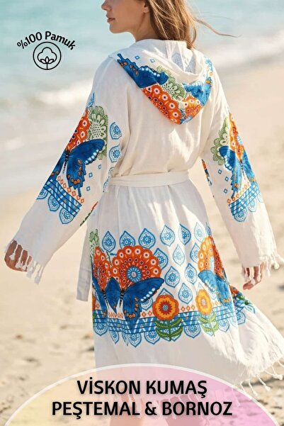 Dantelux Viscose Patterned Peshtemal & Bathrobe (100% Cotton - a Quality)