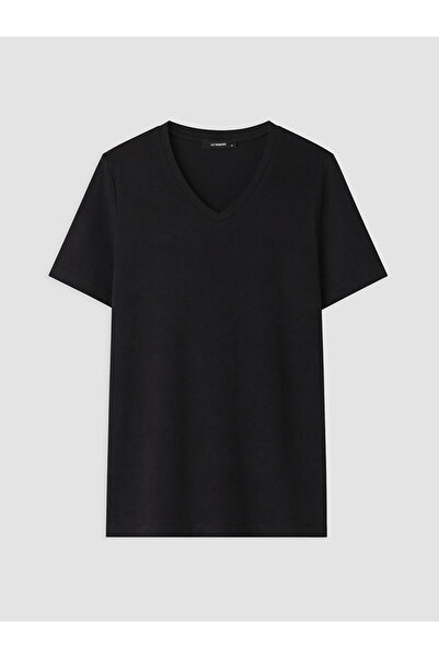 LC Waikiki Lcwaikiki Curve Black Large Size 100% Cotton Women's T-Shirt