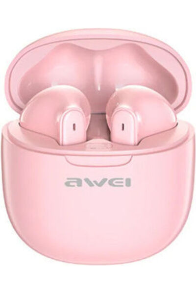 AWEI T68 Ακουστικά Bluetooth Handsfree με Θήκη Φόρτισης Ροζ