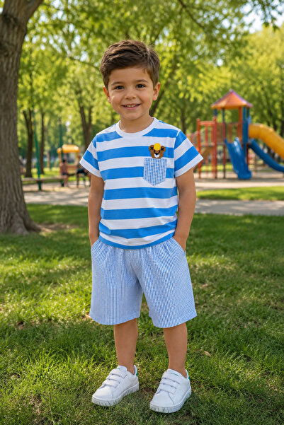 Yalçınoğlu Kids Set pantaloni scurți din bumbac pieptănat cu imprimeu pentru ...
