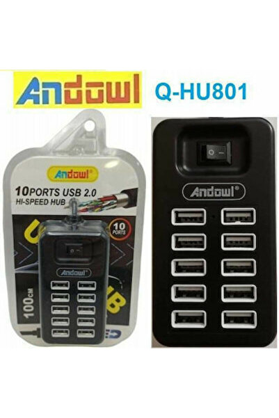 Andowl Q-HU801 Διανομέας USB με 10 θύρες USB 2.0 και σύνδεση USB-A