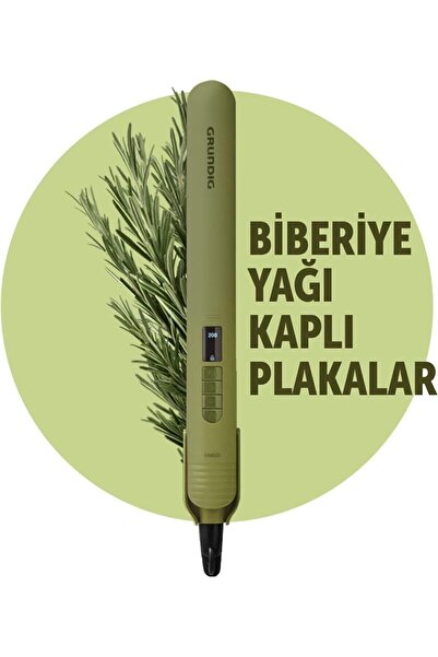Grundig Saç Düzleştirici, Biberiye Yağı Kaplı, Hafif ve Kullanışlı Tasarım