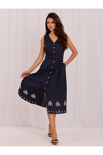 Factory Price Rochie Dama, ITALY MODA, Bumbac, Rochie evazata, Bleumarin, mod...