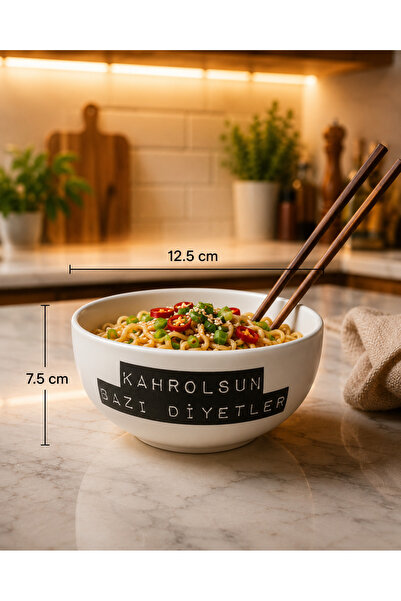 samosh Seramik Mottolu Kase (noodle, çerez, çorba)