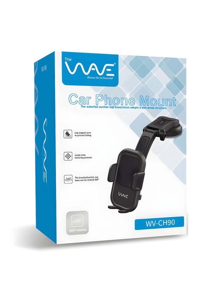 Wave Car Mobile Phone Holder, 360° Rotation with Suction Cup