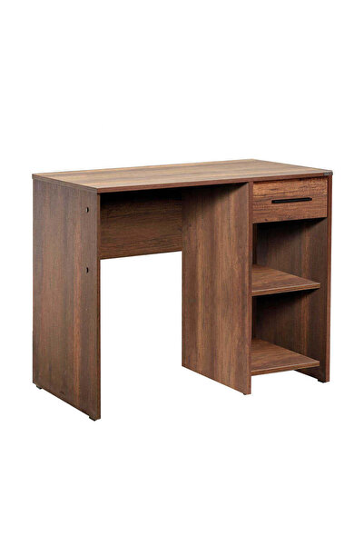 Adore Birou Modern Concept cu Sertar și 2 Rafturi, Alb - Maro - Stejar - Antr...