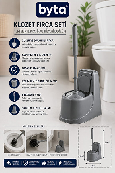 BYTA Toilet Brush Set with Cover Wc Brush Hygienic Toilet and Toilet Bowl Cle...
