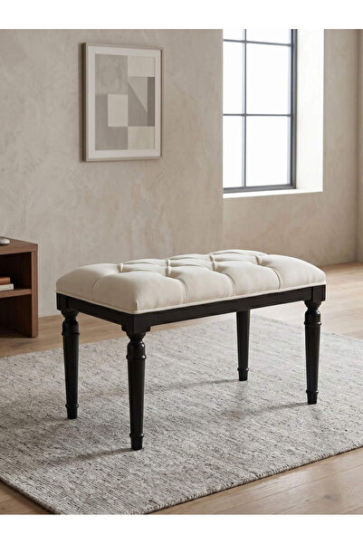 KleinHaus Furniture Sarp Ahşap Bench, Kapitone Döşemeli Ahşap Bank, Çok Amaçl...