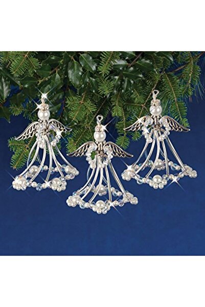 Yıldızan Edl Shop Solid Oak Silvery Angels Decoration Set, Silver 6.5 X 5.5 X...