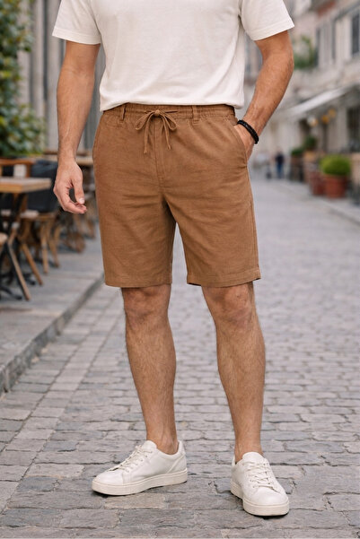 TheSeason Tile Comfortable Cut Linen Chino Men's Bermuda Shorts
