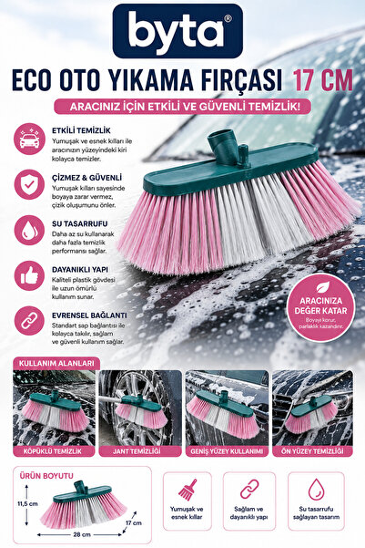 BYTA Eco 17 cm Car Wash Brush with Soft Bristles, Non-Scratch Brush for Vehic...