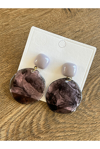 Büyük Hanım Retro Style Purple Resin Earrings