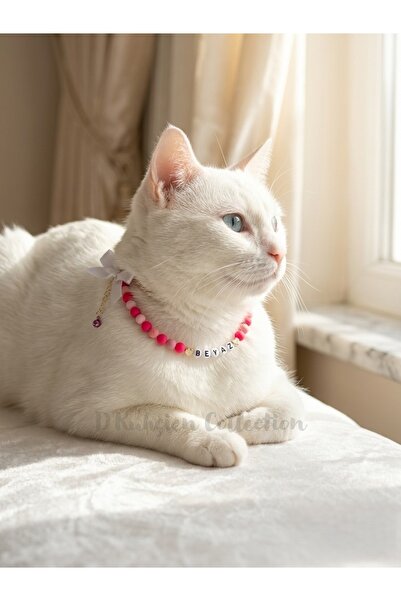 D'Kuhçien White Lettered Cat Collar, Cat Necklace, Dog Necklace, Cat Chain. A...