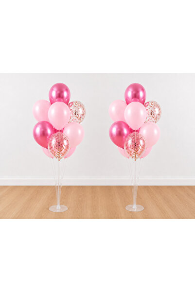 Balonsan Transparent Pink Chrome Pink Rose Gold Sequin 14 Balloons 7 Balloon ...