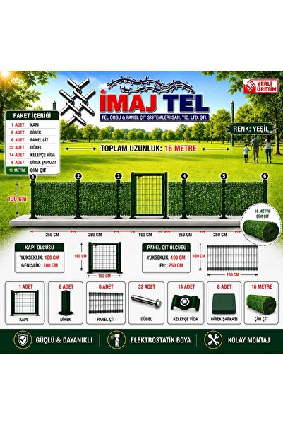 İMAJ TEL ÖRGÜ VE PANEL ÇİT SİSTEMLERİ Panel Çit Duvar Üzeri Yeşil 100cm Yükse...