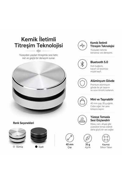 Artisan Cappadocia Kablosuz Kemik Ses Hoparlör Siyah 5.0 Bluetooth Yapışkanlı...
