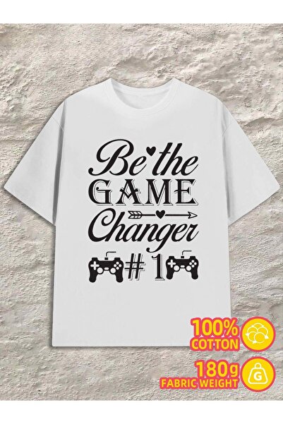 2mcup تيشيرتات بطبعة Be the Game Changer سادة للرجال، 180 جرام، 100% قطن، تيش...