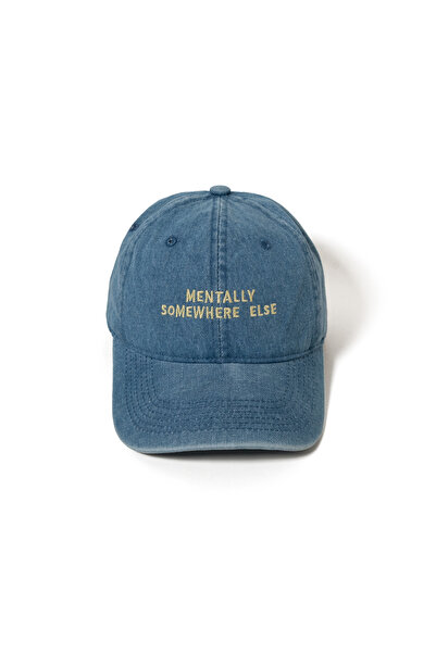 Nome Studio Nakışlı Şapka Denim Kumaş Üzerine Açık Sarı Nakışlı Unisex Vintag...