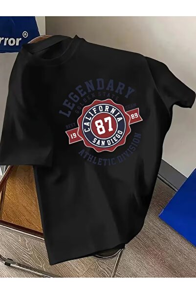 AEMİ Tricou unisex cu imprimeu legendar, supradimensionat, cu gât rotund